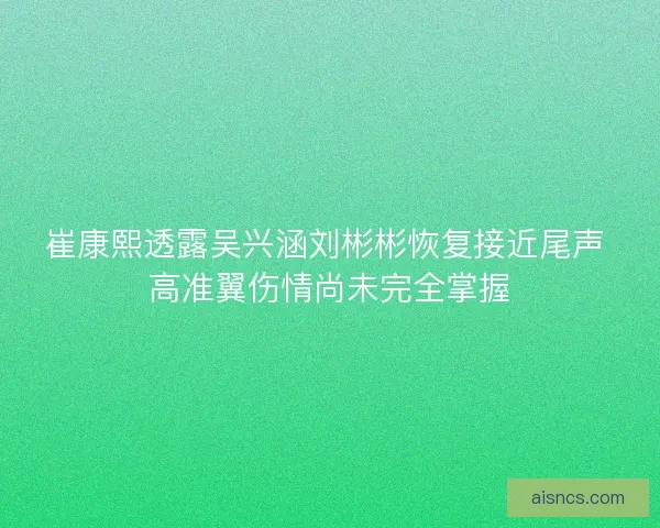 崔康熙透露吴兴涵刘彬彬恢复接近尾声 高准翼伤情尚未完全掌握 崔康熙透露吴兴涵刘彬彬恢复接近尾声 高准翼伤情尚未完全掌握