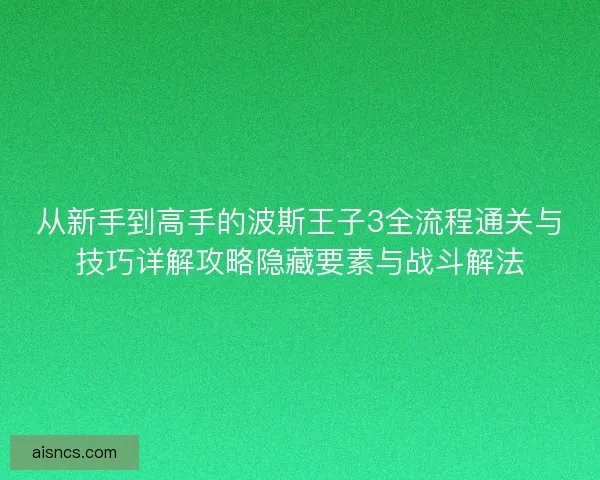 从新手到高手的波斯王子3全流程通关与技巧详解攻略隐藏要素与战斗解法