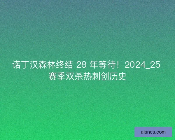 诺丁汉森林终结 28 年等待！2024_25 赛季双杀热刺创历史