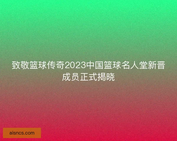 致敬篮球传奇2023中国篮球名人堂新晋成员正式揭晓
